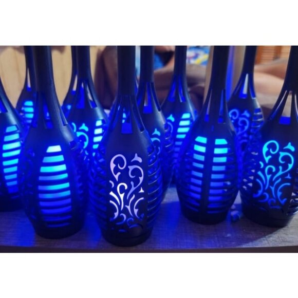 Solar Lights Outdoor Halloween Decorations Purple Solar Tiki Torches for Outside
